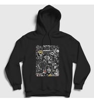 Presmono Unisex Siyah Poster Oasis Kapüşonlu Sweatshirt 100487tt