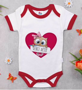 BK Kids Kişiye Özel İsimli Kırmızı Bebek Body Zıbın-44