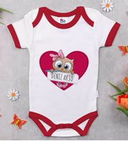 BK Kids Kişiye Özel İsimli Kırmızı Bebek Body Zıbın-44