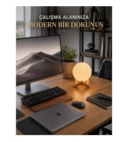 Mey İthalat® Gerçekçi Ay Dokulu Dekoratif Gece Lambası USB Şarjlı Ay Işığı