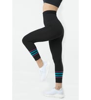 Gigotto Renkli Çizgili Seamless Yüksek Bel Spor Tayt (Siyah)
