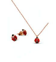 925 Ayar Gümüş Uğur Böceği Set - S014402