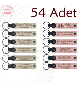 S Kahve & Y Ağzı, Kafe Müşterilerine Küçük Teşekkür, 54’lü Set, İsim ve Mesajlı Deri Anahtarlık
