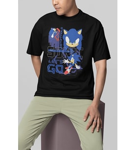 Unstoppable Sonic Lets Go Baskılı Unisex Oversize Çizgi Film Tişört