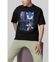 Unstoppable Sonic Lets Go Baskılı Unisex Oversize Çizgi Film Tişört