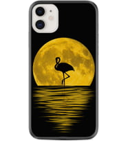 Apple iPhone 11 12 13 Mini Kılıf Desemli Silikon Ay ve Flamingo 1775