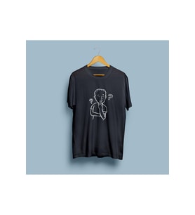 Oversize Düşünen Çocuk Tasarım Unisex T-shirt (Siyah)