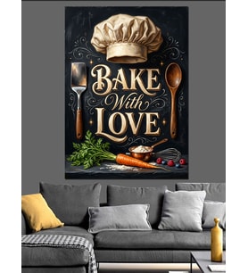 Bake With Love Mutfak Dekoratif Kanvas - Mdf Ahşap Tablo