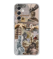 Samsung Galaxy S24 FE Uyumlu Aesthetic Sanatsal Kolaj Tasarımlı Şeffaf Telefon Kılıfı