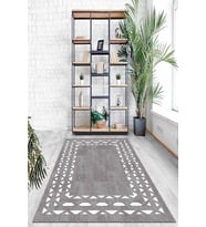 Gri Çerçeveli Kaymaz Tabanlı Makinede Yıkanabilir Halı AR930 - 100 x 160 cm