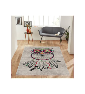 Rovigo Home Dijital Baskı Yıkanabilir Kaymaz Taban Salon Halısı RVG1856-SM255 (Gri)