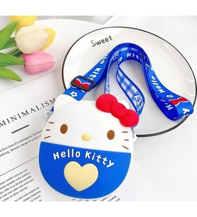 Hello Kitty Mini Silikon Çanta Kalpli Mavi