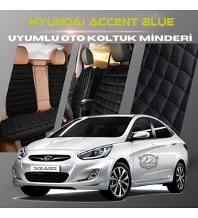 Hyunda Accent Blue Siyah Renk Tay Tüyü Cepli & Terletmez Sırtlı Oto Koltuk Minder Seti - Koltuk Koruma Kılıfı (ÖN & ARKA TAM SET)