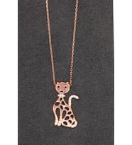 Bella Gloria Kedi Rose Gümüş Kolye (TGK0096)