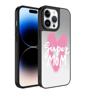 Apple iPhone 14 Pro Kılıf Aynalı Desenli Kamera Korumalı Parlak Zore Mirror Kılıf Süper Anne