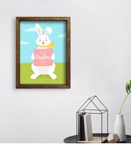 BK Gift Paskalya Bayramı Doğal Masif Ahşap Çerçeveli Tablo 45x65cm-4