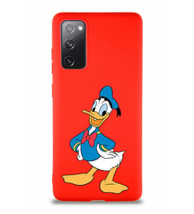 Samsung Galaxy S20 FE Soft Premier Kapak Donald Duck-C Tasarımlı Silikon Kılıf - Kırmızı (Şeffaf)