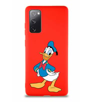 Samsung Galaxy S20 FE Soft Premier Kapak Donald Duck-C Tasarımlı Silikon Kılıf - Kırmızı (Şeffaf)