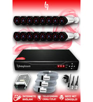 BAYICAM 16 Kameralı Uzay 16 Dış Kamera Set HDD'siz Full HD Gece Görüşlü Güvenlik Kamerası Sistemi