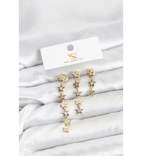 Pirinç Gold Renk Yıldız Model YSX Trio Küpe Seti 5886