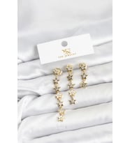Pirinç Gold Renk Yıldız Model YSX Trio Küpe Seti 5886