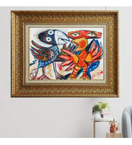 Gold Altın Kalın Çerçeveli Paspartulu Tablo vk768