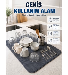 Mikrofiber Bulaşık Kurutma Matı Yüksek Su Emici Mutfak Kurutma Örtüsü