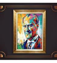 Özel Seri Paspartulu Çerçeveli Atatürk Tablo l52 (Gold)