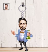 Kişiye Özel Öğretmen Karikatürlü  Ahşap Anahtarlık Bay-18-Eco