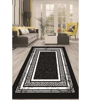 Dijital Kaymaz Taban Yıkanabilir Modern Renkli Salon Halısı Mutfak Halısı Yolluk ND-HT-1600 (Siyah)