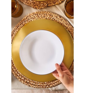 Milano Opal Cam Blue Rim Pasta Tabağı 22 cm