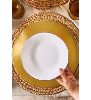 Milano Opal Cam Blue Rim Pasta Tabağı 22 cm