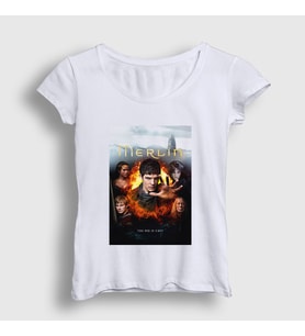 Presmono Kadın Beyaz Merlin Dizi T-Shirt 428481tt (Beyaz)
