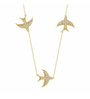 Kırlangıç Altın Kolye 14K Gold Taşlı