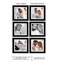 6 Adet 20x20 Çerçeve - Mdf Çerçeve - Kare Fotoğraf Çerçevesi (Siyah)