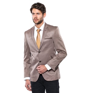 2 Düğmeli Yama Cepli Bej Erkek Ceket - Wessi (Taba)