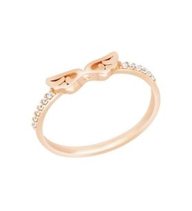 Diamond Line-Gülaylar Pembe Altın 14 Ayar Melek Kanadı Yüzük