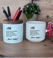 Ablaya Hediye Sepeti Kupa Bardak T Kulplu, Kalemlik Hediyeleri Ablaya Doğum Günü Hediyesi (Model 1)