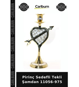 Özel Üretim Dekoratif Salon Masaüstü Şık Pirinç Sedefli Tekli Şamdan 11056-975