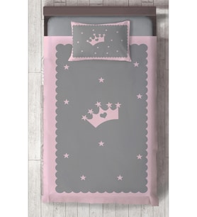 MEKTA HOME BEBEK VE ÇOCUK ODASI Taç Yıldız Desenli Çerçeveli Yatak Örtüsü