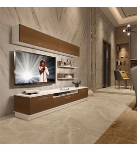 Decoraktiv Trendstyle 5 Slm Tv Ünitesi Tv Sehpası - Beyaz Ceviz (Beyaz - Ceviz)