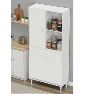 Eliusta Liora Beyaz Çok Amaçlı Banyo Dolabı 90 cm Genişliğe Sahip 90x171x32,5 cm Üç Sepetli 2 Raflı Dolap