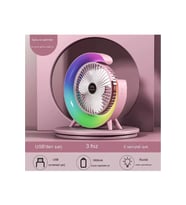 Masaüstü Vantilatör Usb Şarjlı Rgb Led Işıklı 3 Kademeli 180° Ayarlanabilir Soğutucu Fan Pembe