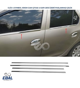 Renault Clio 4 Symbol Krom Cam Çıtası 4 Prç. 2013 Üzeri P. Çelik