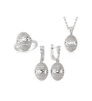 Gümüş Zirkon Taşlı Oval Kadın Set CSR2182045