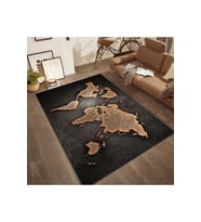 Rovigo Home Dijital Baskı Yıkanabilir Kaymaz Taban Salon Halısı RVG1873-SD155 (Siyah)