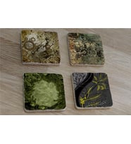 Yeşil Soyut Tasarımlar Doğal Taş Bardak Altlığı 4'lü set - Natural Stone Coasters