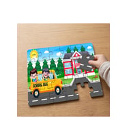 Okul Otobüsünde Mutlu Çocuklar Tasarımlı 24 Parça Ahşap Çocuk Puzzle MPK1099
