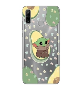 Huawei P30 Lite Uyumlu Baby Yoda Desenli Şeffaf Telefon Kılıfı