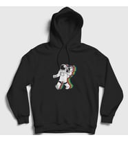 Presmono Unisex Siyah Music Box Astronaut Space Astronot Uzay Kapüşonlu Sweatshirt 283531tt